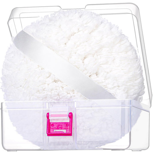 Gootaimi 6 Zoll Körperpuder-Quaste – Großer, flauschiger Puderpuff für Körperpuder und Behälter, weich & sanft, Weiß