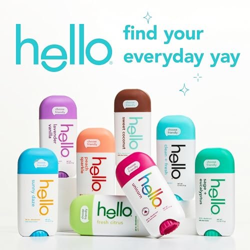 hello Deodorant Variety Pack, Aluminiumfreies Deodorant für Frauen und Männer mit Sheabutter, Lavendel-Vanille, Süße Kokosnuss, Einhorn, Backpulverfrei, 3 x 2,6 oz Sticks