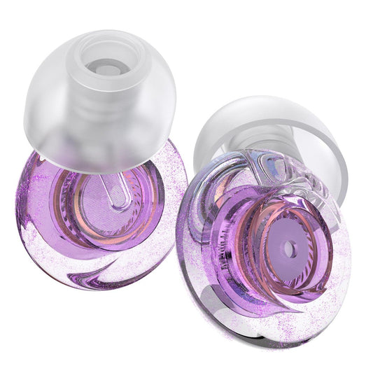 Yawsoy Lila Silikon In-Ear Ohrstöpsel, 2er-Pack High Fidelity Ohrstöpsel für Konzerte, Raves, Arbeit, Musiker, 5 Paar Ohrpolster in S/M/L, 18-25 dB Geräuschunterdrückung