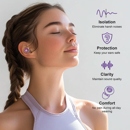Yawsoy Lila Silikon In-Ear Ohrstöpsel, 2er-Pack High Fidelity Ohrstöpsel für Konzerte, Raves, Arbeit, Musiker, 5 Paar Ohrpolster in S/M/L, 18-25 dB Geräuschunterdrückung