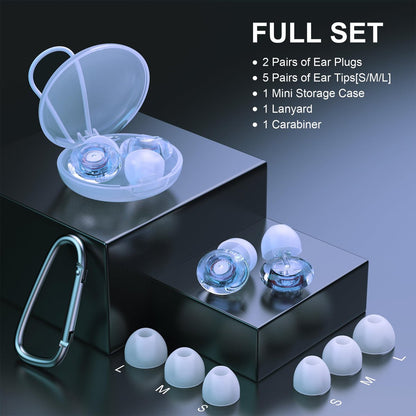 Yawsoy Gehörschutz für Konzerte, 2er-Pack High-Fidelity-Ohrstöpsel, wiederverwendbare Silikon-Ohrstöpsel für Konzerte, Raves, Arbeit, Musiker, 5 Paar Ohrstöpsel, 18-25 dB Konzert-Ohrstöpsel zur Geräuschunterdrückung (Blau)