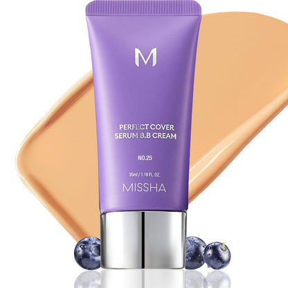 MISSHA M Perfect Cover Serum BB Cream No.25 Warm Beige – Medium mit warmem Unterton, getönte Feuchtigkeitscreme, koreanische BB Cream, 35 ml