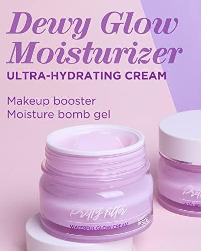 Touch in Sol Hydrating Face Moisturizer Gel Cream 1,76 oz – Leichte Tages- und Nachtcreme mit Hyaluronsäure und Kollagen – Pretty Filter Waterful Glow Cream