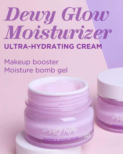Touch in Sol Hydrating Face Moisturizer Gel Cream 1,76 oz – Leichte Tages- und Nachtcreme mit Hyaluronsäure und Kollagen – Pretty Filter Waterful Glow Cream