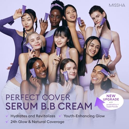 MISSHA M Perfect Cover Serum BB Cream No.21 Light Beige – Getönte Feuchtigkeitscreme mit kühlem Unterton, 35 ml