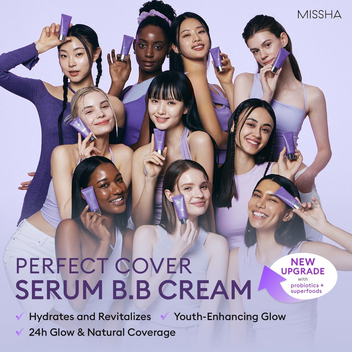 MISSHA M Perfect Cover Serum BB Cream No.21 Light Beige – Getönte Feuchtigkeitscreme mit kühlem Unterton, 35 ml