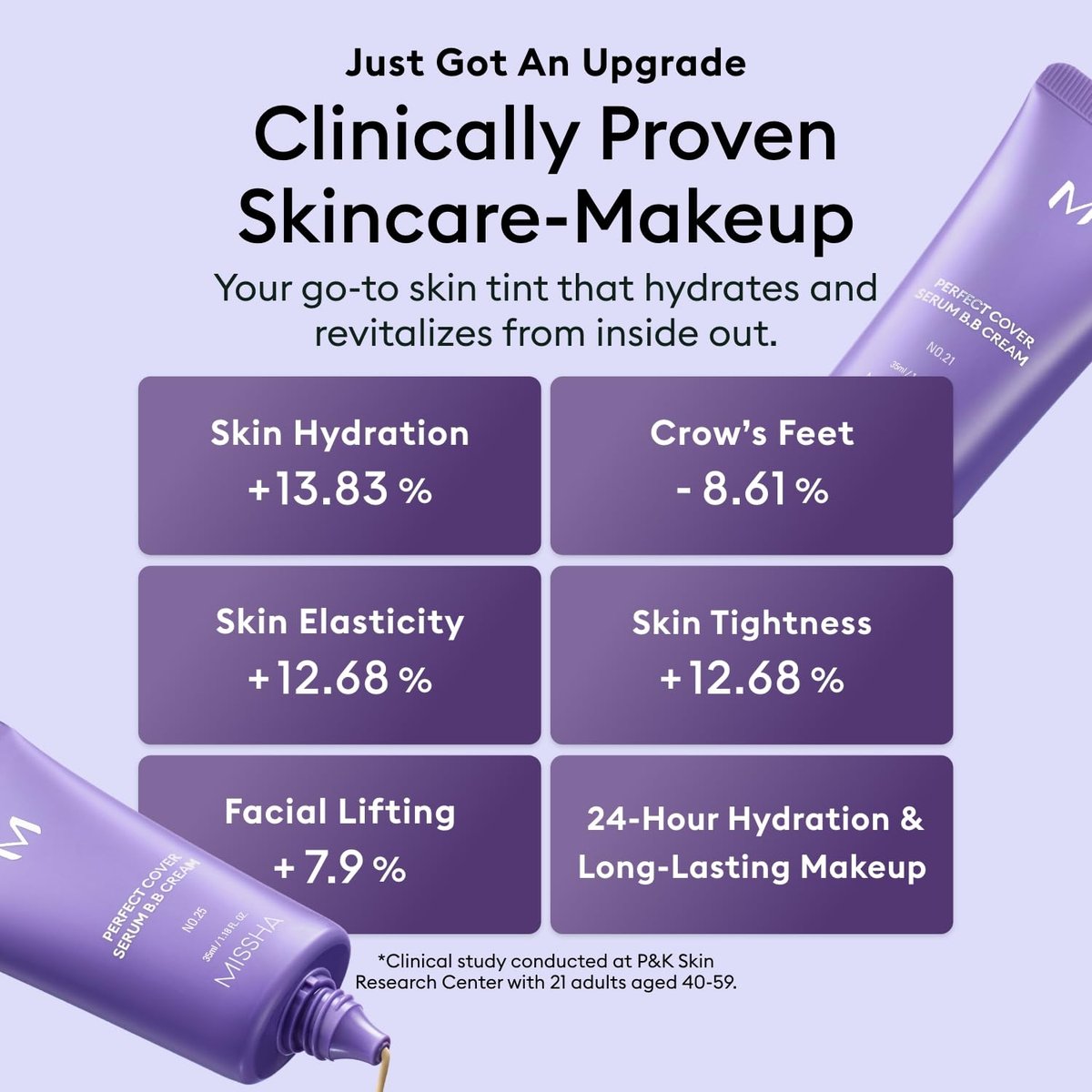 MISSHA M Perfect Cover Serum BB Cream No.21 Light Beige – Getönte Feuchtigkeitscreme mit kühlem Unterton, 35 ml