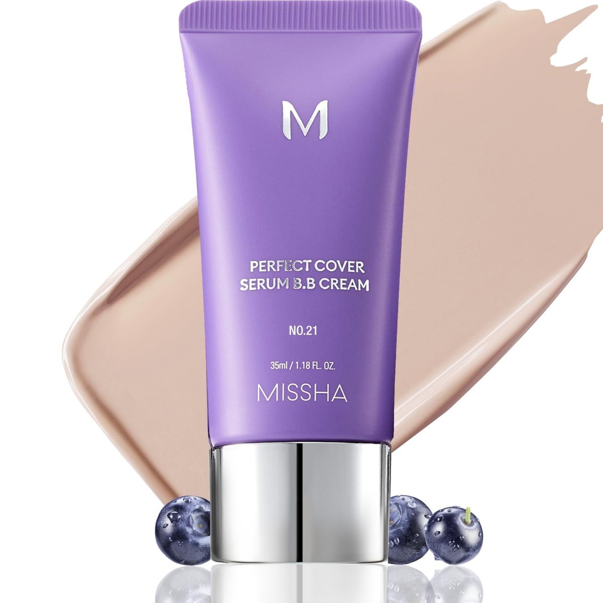MISSHA M Perfect Cover Serum BB Cream No.21 Light Beige – Getönte Feuchtigkeitscreme mit kühlem Unterton, 35 ml