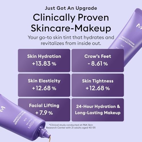 MISSHA M Perfect Cover Serum BB Cream No.21 Light Beige – Getönte Feuchtigkeitscreme mit kühlem Unterton, 35 ml