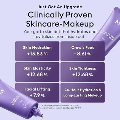 MISSHA M Perfect Cover Serum BB Cream No.21 Light Beige – Getönte Feuchtigkeitscreme mit kühlem Unterton, 35 ml