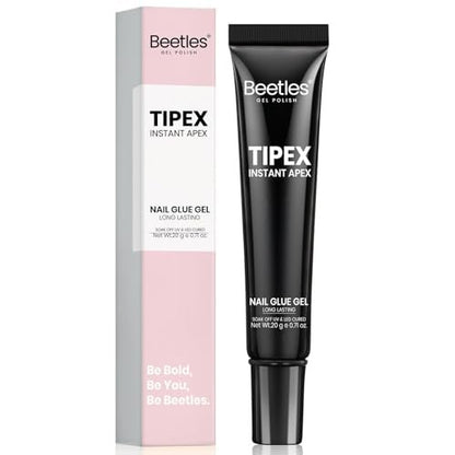 Beetles Tipex Nail Glue 20g – Fester Nagelkleber Gel für Tipex-Nagelspitzen, UV-aushärtend, kein Händchenhalten nötig, professionell & anfängerfreundlich, hält 28+ Tage