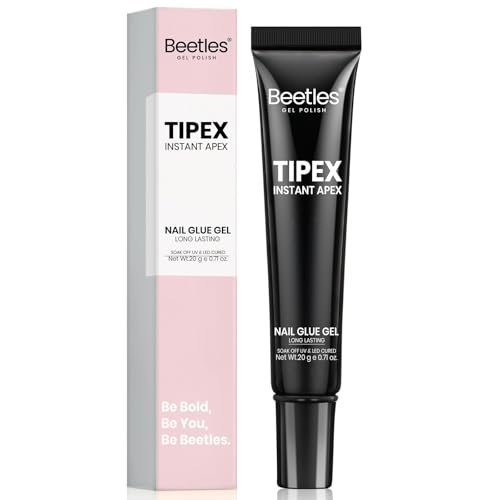 Beetles Tipex Nail Glue 20g – Fester Nagelkleber Gel für Tipex-Nagelspitzen, UV-aushärtend, kein Händchenhalten nötig, professionell & anfängerfreundlich, hält 28+ Tage