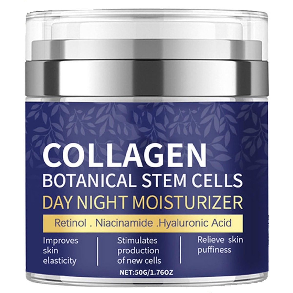 Kollagen Gesichtsfeuchtigkeitscreme mit Airless-Pumpe - Kollagen-Botanische-Stammzellen-Creme für die Haut mit Retinol, Niacinamid, Hyaluronsäure - Anti-Aging Tages- & Nachtcreme, 1,8 Unzen