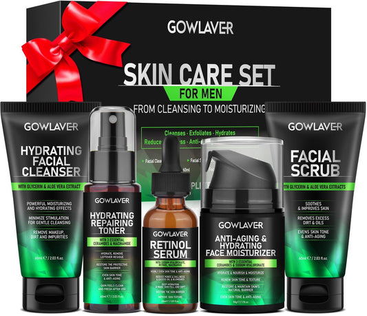 GOWLAVER Herren Geschenkset – Feuchtigkeitsspendende Hautpflege-Routine für alle Hauttypen – Perfekt für Geburtstag, Vatertag, Weihnachten
