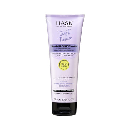 HASK Twist Tamer Leave-In Conditioner mit FiberBond Technologie & Kokosöl für welliges, lockiges, krauses & afro Haar – Stärkt, reduziert Frizz, spendet Feuchtigkeit, vegan, sulfatfrei – 200 ml