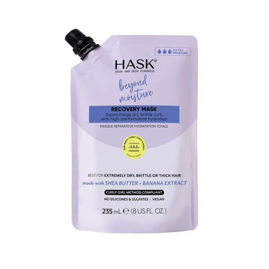 HASK Beyond Moisture Recovery Mask mit Sheabutter & Bananenextrakt für welliges, lockiges, krauses und afrikanisches Haar – pflegt, spendet Feuchtigkeit, beugt Schäden vor, vegan, sulfatfrei, tierversuchsfrei – 236 ml