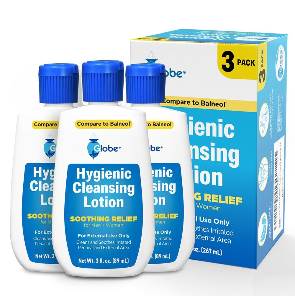 Globe 3er-Pack Hygienische Reinigungslotion für Männer und Frauen – Lindert Unbehagen, Schmerzen & Juckreiz für empfindliche Bereiche, kühlend, nicht reizend, sanfte Körperreinigung, praktisch für Reisen, 3x 89 ml
