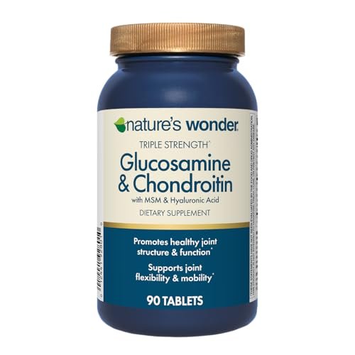 Nature's Wonder Triple-Stärke Glucosamin Chondroitin mit MSM, Hyaluronsäure und Boswellia – 90 Tabletten, 45-Tage-Vorrat