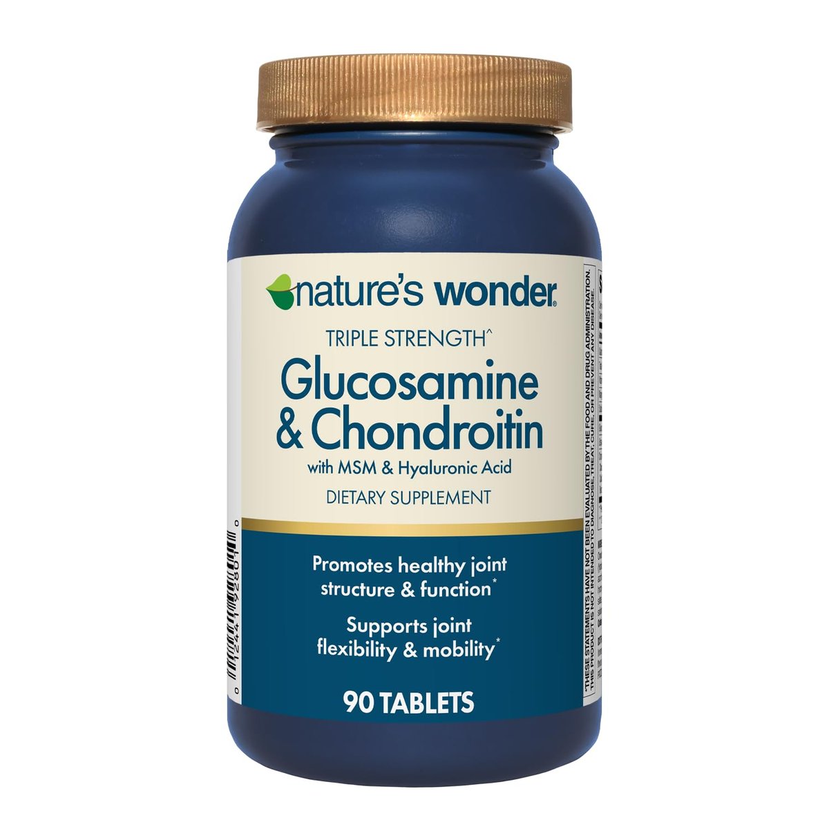 Nature's Wonder Triple-Stärke Glucosamin Chondroitin mit MSM, Hyaluronsäure und Boswellia – 90 Tabletten, 45-Tage-Vorrat