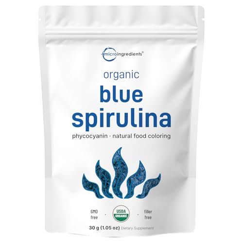 Bio Blue Spirulina Pulver (Phycocyanin-Extrakt), 30 Portionen – Kein Fischgeruch, 100% veganes Protein aus Blaualgen, Natürliche leuchtende Lebensmittelfarbe für Smoothies, Backen, Getränke & Kochen