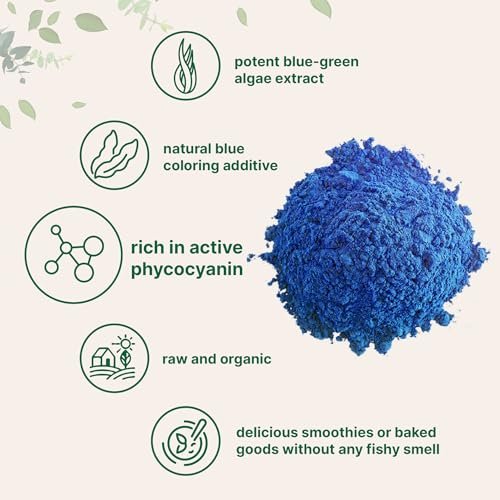 Bio Blue Spirulina Pulver (Phycocyanin-Extrakt), 30 Portionen – Kein Fischgeruch, 100% veganes Protein aus Blaualgen, Natürliche leuchtende Lebensmittelfarbe für Smoothies, Backen, Getränke & Kochen