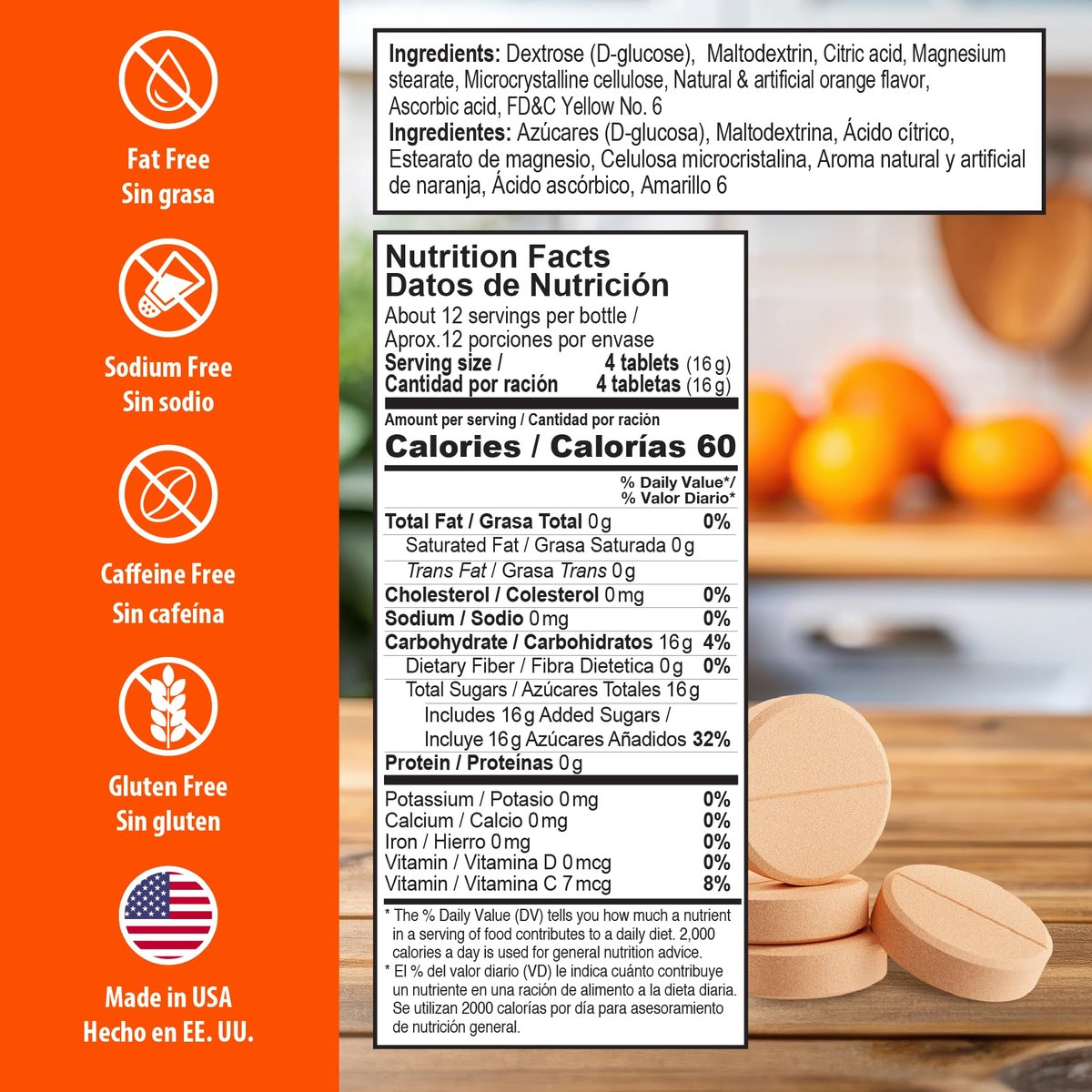 Dex4 Glukosetabletten Orange – 50 Tabletten à 4g Kohlenhydrate für schnelle Energie