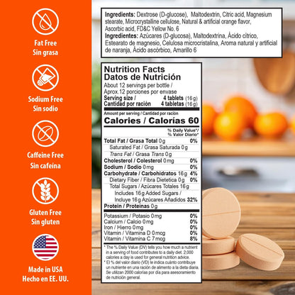 Dex4 Glukosetabletten Orange – 50 Tabletten à 4g Kohlenhydrate für schnelle Energie