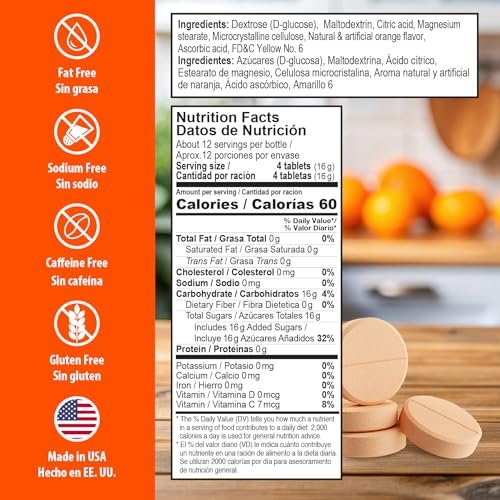Dex4 Glukosetabletten Orange – 50 Tabletten à 4g Kohlenhydrate für schnelle Energie