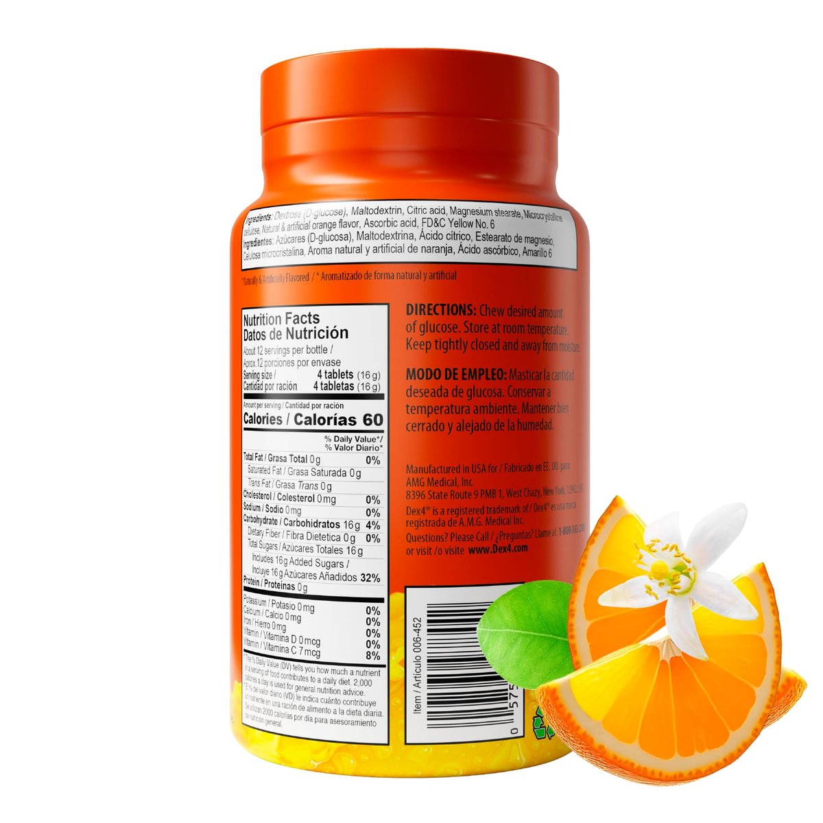 Dex4 Glukosetabletten Orange – 50 Tabletten à 4g Kohlenhydrate für schnelle Energie