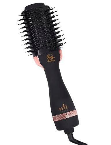 TWOBARCKER 4-in-1 Haarbürsten-Föhn für glatte, voluminöse und frizzfreie Ergebnisse – Ionischer Hot-Air-Brush mit ovalem Titan-Zylinder