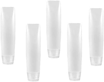 GANPUB 5er-Pack weiße Reiseflaschen 30 ml – Nachfüllbare leere Zahnpastatuben Behälter Mini-Quetschspender für Kosmetik (10 x 2,7 cm)