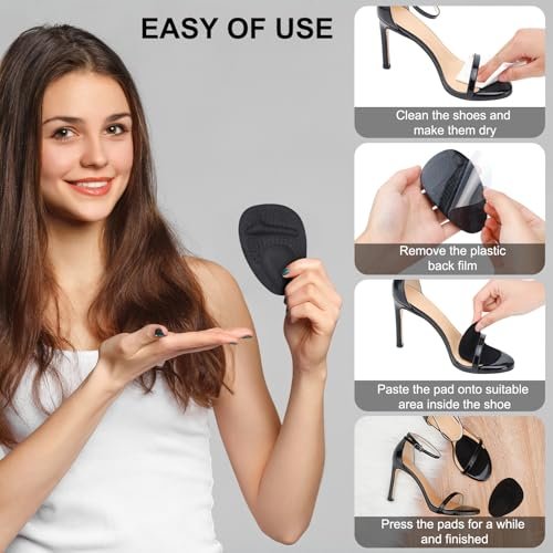 Comfowner Ball of Foot Cushions – Metatarsal Pads für Frauen, rutschfeste High Heel Einlagen, Schmerzlinderung bei Metatarsalgie & Morton Neurom (2 Paar, Schwarz)