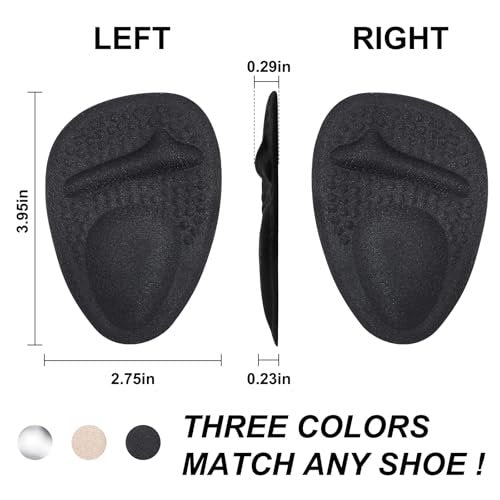 Comfowner Ball of Foot Cushions – Metatarsal Pads für Frauen, rutschfeste High Heel Einlagen, Schmerzlinderung bei Metatarsalgie & Morton Neurom (2 Paar, Schwarz)