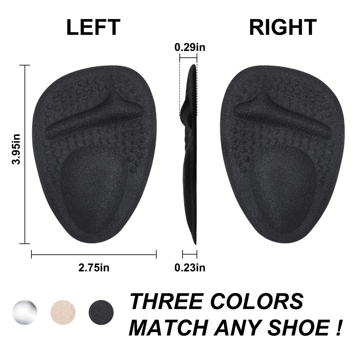 Comfowner Ball of Foot Cushions – Metatarsal Pads für Frauen, rutschfeste High Heel Einlagen, Schmerzlinderung bei Metatarsalgie & Morton Neurom (2 Paar, Schwarz)
