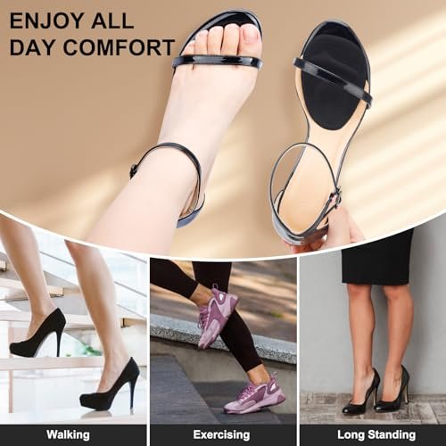 Comfowner Ball of Foot Cushions – Metatarsal Pads für Frauen, rutschfeste High Heel Einlagen, Schmerzlinderung bei Metatarsalgie & Morton Neurom (2 Paar, Schwarz)