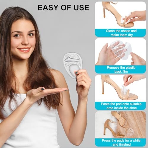 Comfowner Ball of Foot Cushions – Metatarsal-Pads für Frauen, rutschfeste Komfortpads für High Heels, Schuhpolster gegen Metatarsalgie und Morton-Neurom (2 Paar, Kristall)