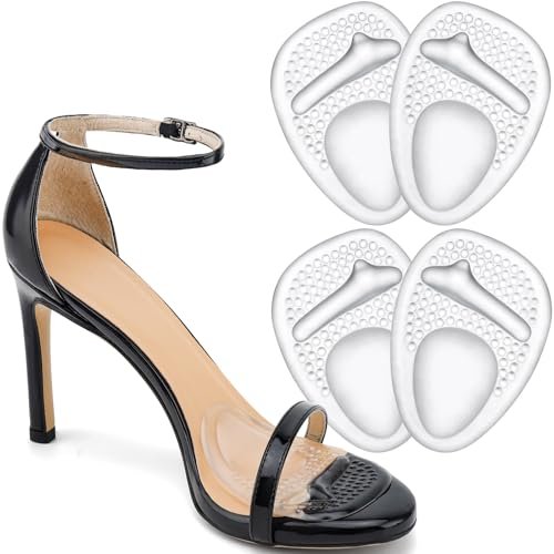 Comfowner Ball of Foot Cushions – Metatarsal-Pads für Frauen, rutschfeste Komfortpads für High Heels, Schuhpolster gegen Metatarsalgie und Morton-Neurom (2 Paar, Kristall)