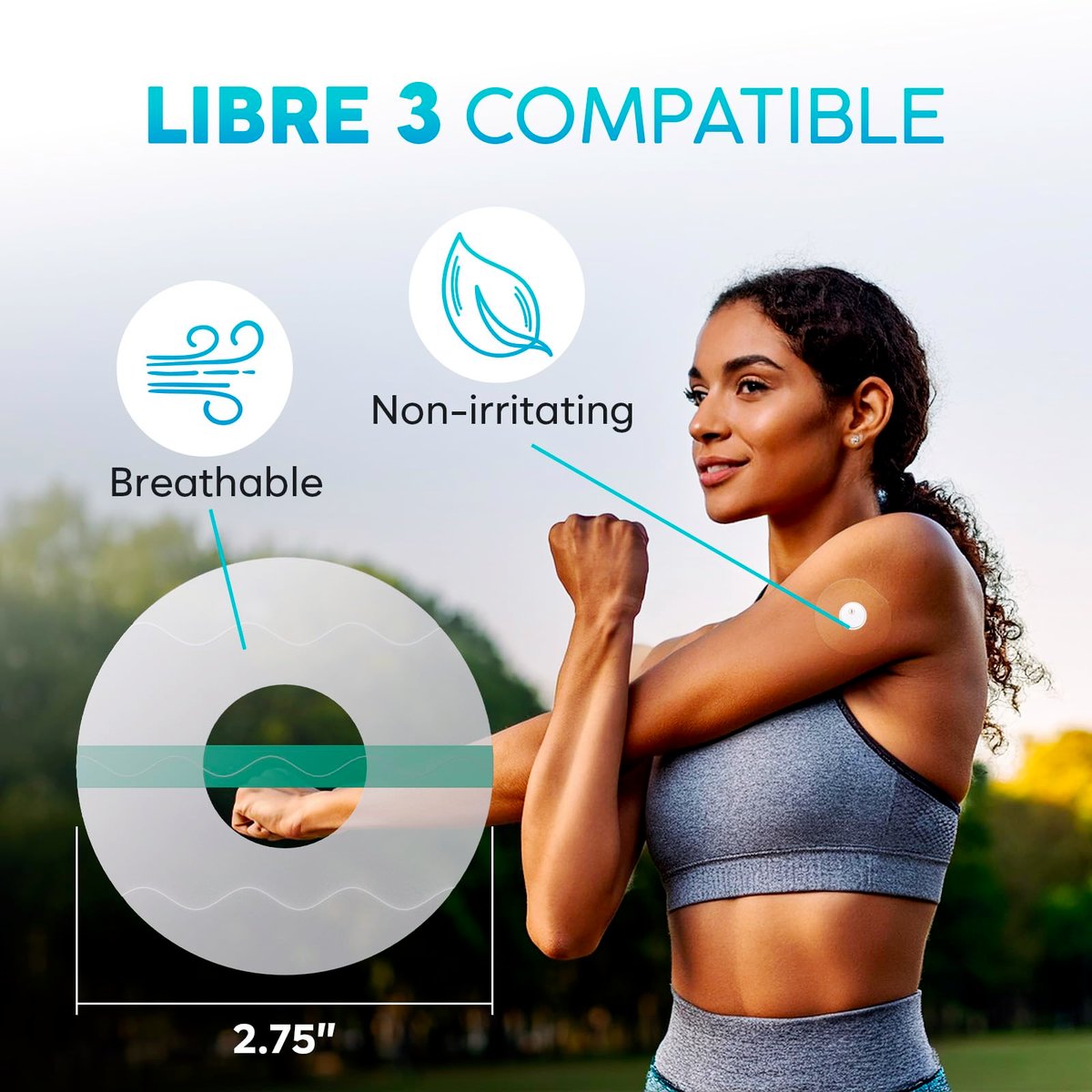 Adamson Freestyle Libre 3 Sensor Covers Waterproof – 50 durchsichtige Patches, lang anhaltend, kein Klebstoff in der Mitte, nicht reizend, einfach anzubringen und zu entfernen – ideal für Sport, Schwimmen und den täglichen Gebrauch