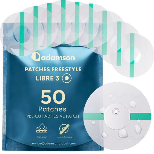 Adamson Freestyle Libre 3 Sensor Covers Waterproof – 50 durchsichtige Patches, lang anhaltend, kein Klebstoff in der Mitte, nicht reizend, einfach anzubringen und zu entfernen – ideal für Sport, Schwimmen und den täglichen Gebrauch