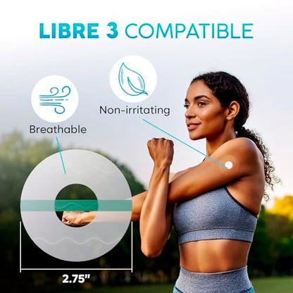 Adamson Freestyle Libre 3 Sensor Covers Waterproof – 50 durchsichtige Patches, lang anhaltend, kein Klebstoff in der Mitte, nicht reizend, einfach anzubringen und zu entfernen – ideal für Sport, Schwimmen und den täglichen Gebrauch