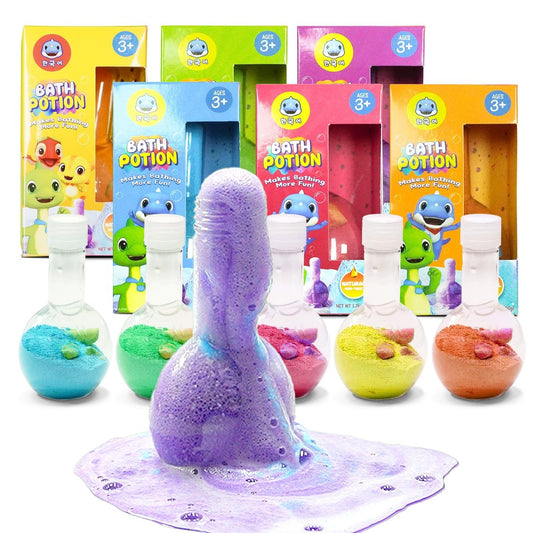 SWCANDY Badebomben für Kinder – 6er-Pack farbenfrohe, ungiftige Badebomben mit sprudelndem Schaum und wissenschaftlichem Spaß für Jungen und Mädchen ab 4 Jahren