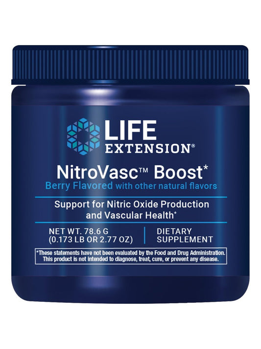 Life Extension NitroVasc™ Boost – Blutfluss-Supplement, Stickstoffmonoxid-Unterstützung, Herz-Kreislauf-Gesundheit, L-Arginin, glutenfrei, nicht-GVO, vegetarisch, 1 Messlöffel, 30 Portionen