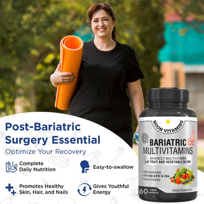 Bariatrisches Multivitamin mit Eisen für Frauen und Männer – All-in-One 42er Superfood-Mischung für Energie und Immununterstützung – Nach der Operation, leicht zu schlucken, Halal, hergestellt in den USA (60 flüssige Kapseln)