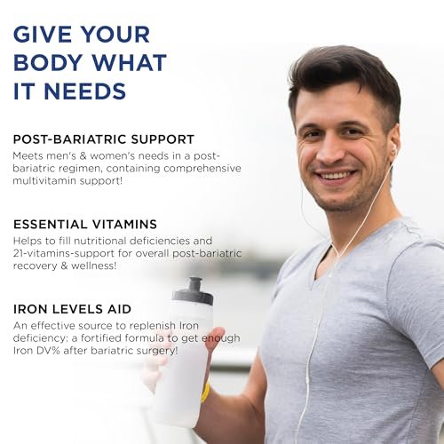 Bariatrisches Multivitamin mit Eisen für Frauen und Männer – All-in-One 42er Superfood-Mischung für Energie und Immununterstützung – Nach der Operation, leicht zu schlucken, Halal, hergestellt in den USA (60 flüssige Kapseln)