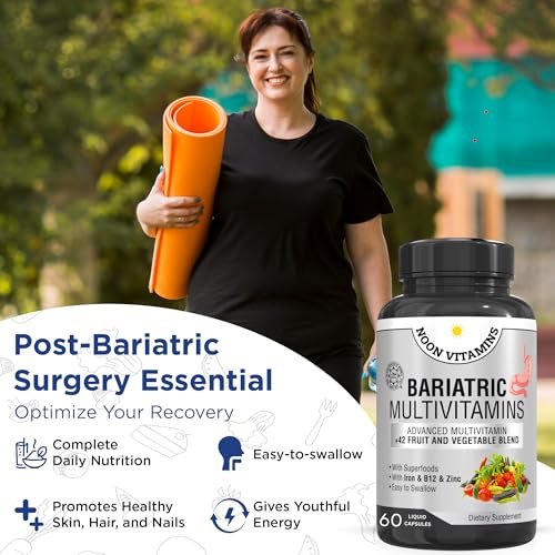 Bariatrisches Multivitamin mit Eisen für Frauen und Männer – All-in-One 42er Superfood-Mischung für Energie und Immununterstützung – Nach der Operation, leicht zu schlucken, Halal, hergestellt in den USA (60 flüssige Kapseln)