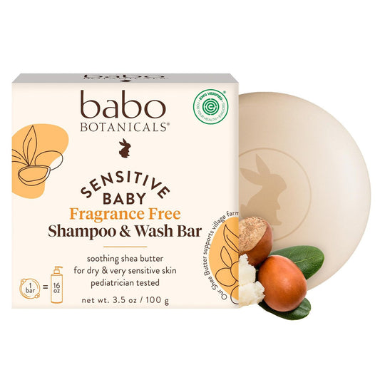 Babo Botanicals Sensitive Baby Duftfreies 2-in-1 Shampoo & Waschbar - Sheabutter, Ringelblume & Aloe Vera - EWG-Verifiziert - Tierversuchsfrei - Vegan - Pädiatrisch getestet - Für Babys & Kinder