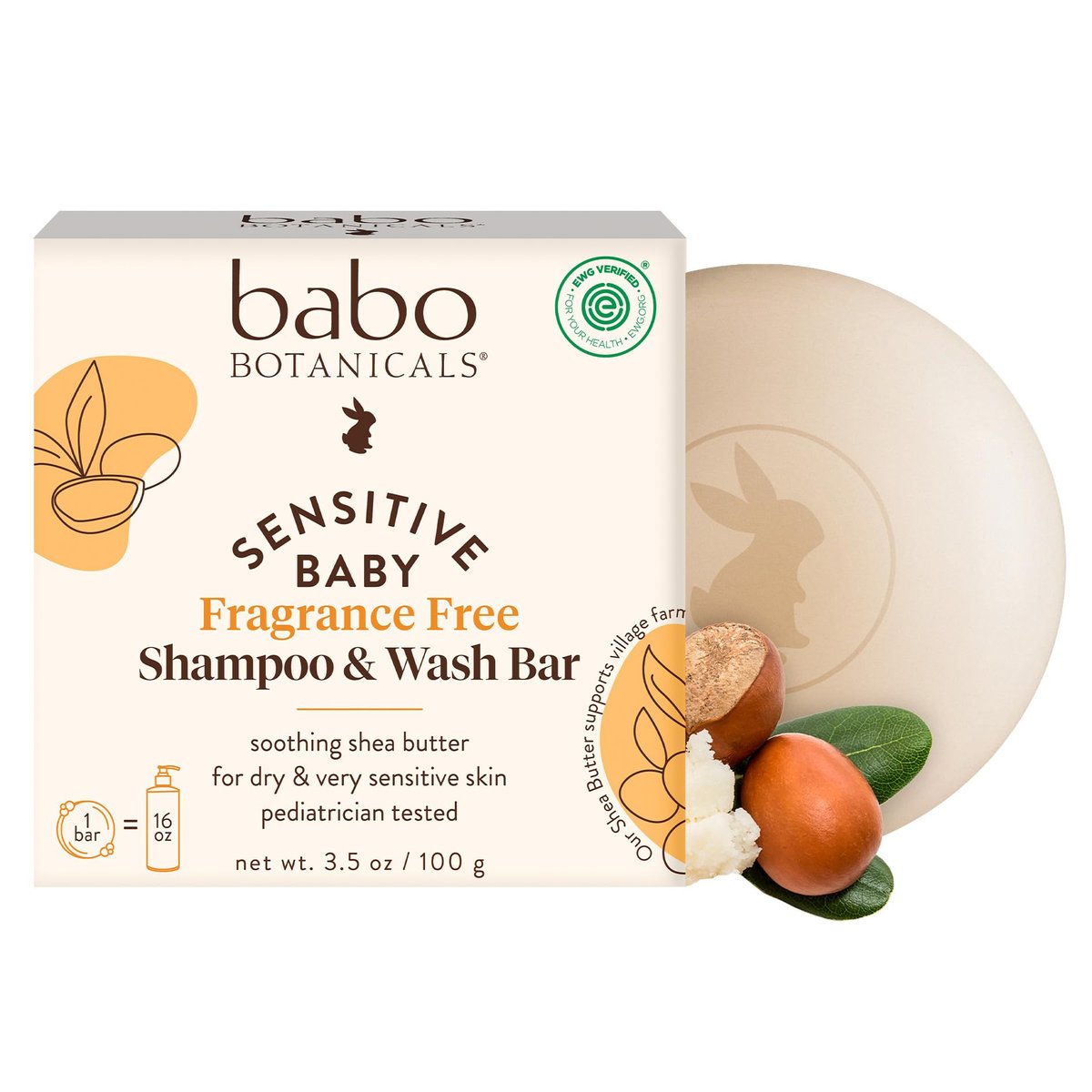 Babo Botanicals Sensitive Baby Duftfreies 2-in-1 Shampoo & Waschbar - Sheabutter, Ringelblume & Aloe Vera - EWG-Verifiziert - Tierversuchsfrei - Vegan - Pädiatrisch getestet - Für Babys & Kinder
