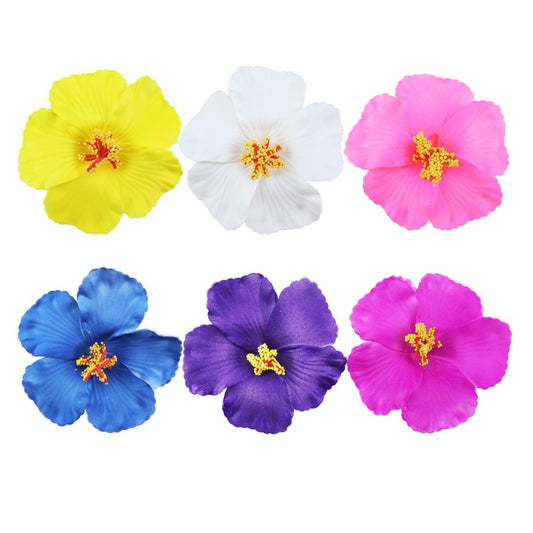 Aacehlh 6er-Pack Hawaiianische Blumen-Haarspangen, 10 cm Plumeria-Haarspangen Hibiskus-Haarclips für Hawaii-Tropenpartydekoration, Luau-Partyzubehör, Braut-Hochzeit