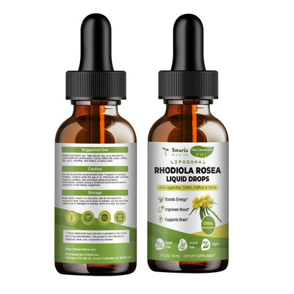 Totaria 16-in-1 Liposomales Rhodiola Rosea Präparat Tinktur 1000mg, Ultra-Stärke Rhodiola 10:1 Wurzelextrakt mit Ashwagandha, Rhodiola Flüssigtropfen für natürliche Entspannung, Stimmung, Energie, alkoholfrei