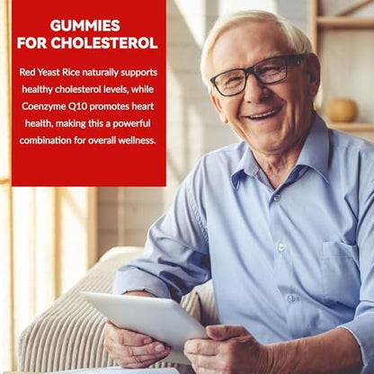 Whoyun Rote Hefe Reis mit Coq10 Gummies Zuckerfrei, Rote Hefe Reis Nahrungsergänzung
